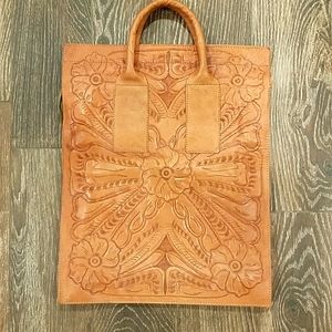 Leaders In Leather Made In Paraguay Embossed Tote